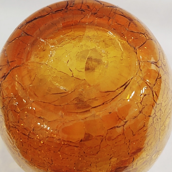 Vintage Mid-Century Modern Pilgrim Amber Crackle Glass Pitcher and Vase - Picture 9 of 14